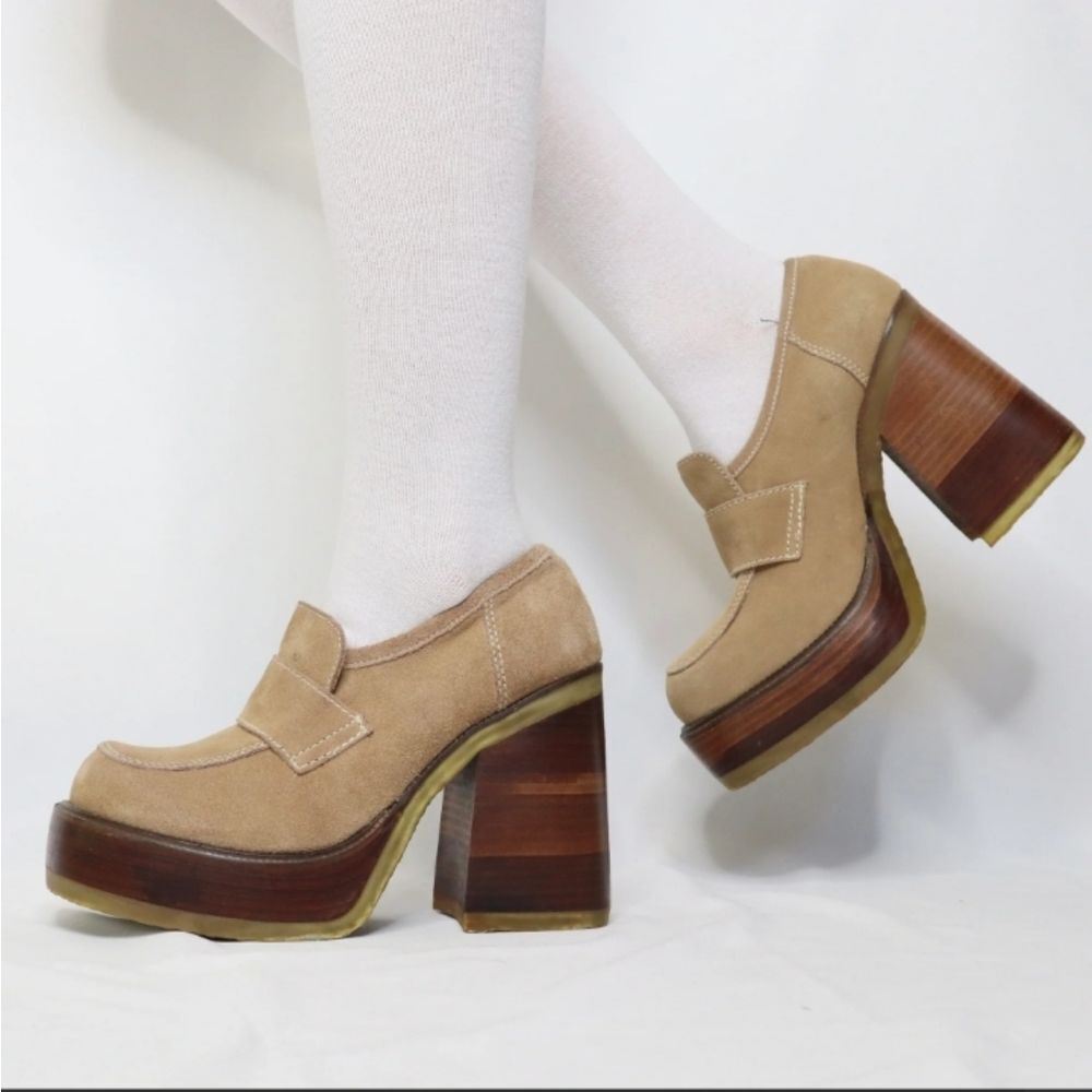 Vintage Bakers Shoes Chunky Block Heel Size 8 US - Picture 14 of 16
